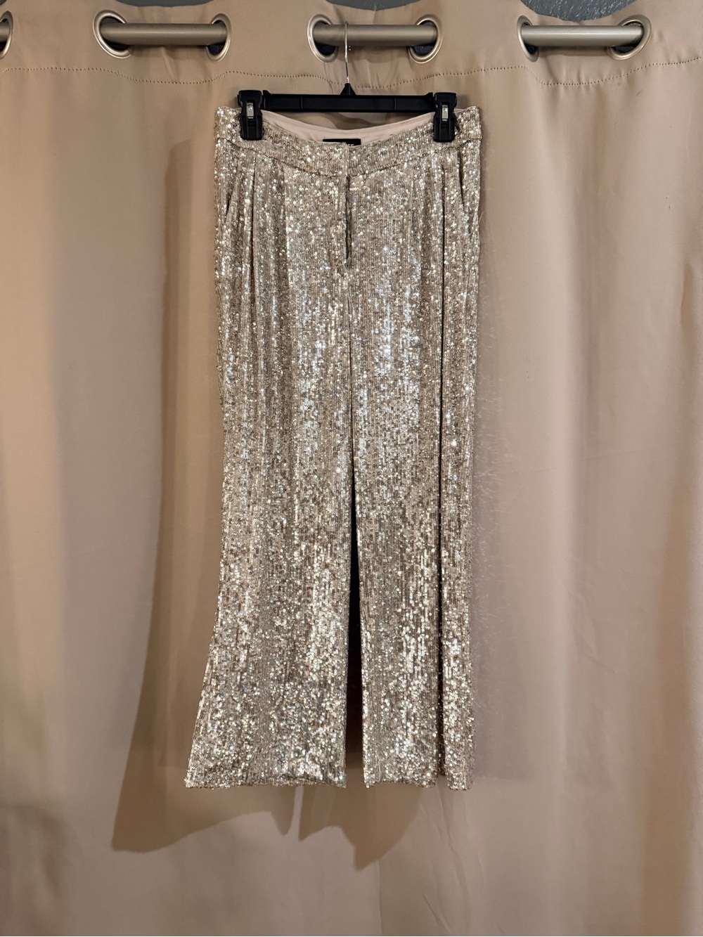 Express Silver Sequin Flowy Pants